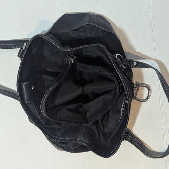 Etienne Aigner Core Collection Black Fabric Leather Logo Handbag Purse 57628 - Picture 5 of 11